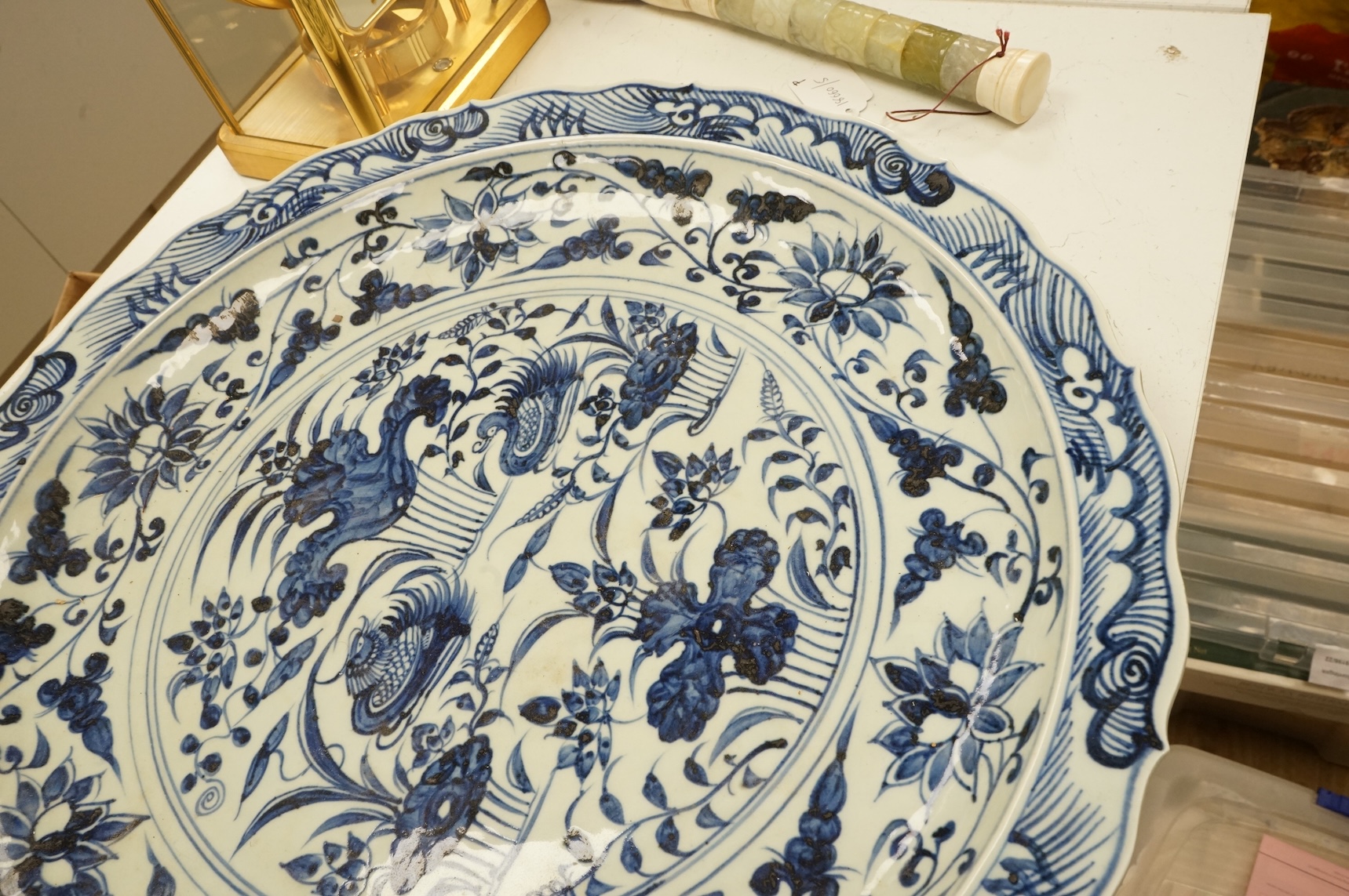 A large Chinese blue and white charger in Ming-style, 51cm diameter